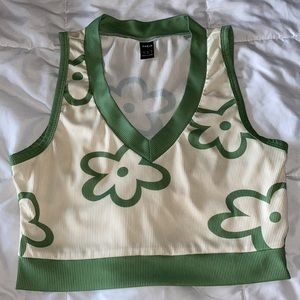 Floral Rib Knit Tank Top